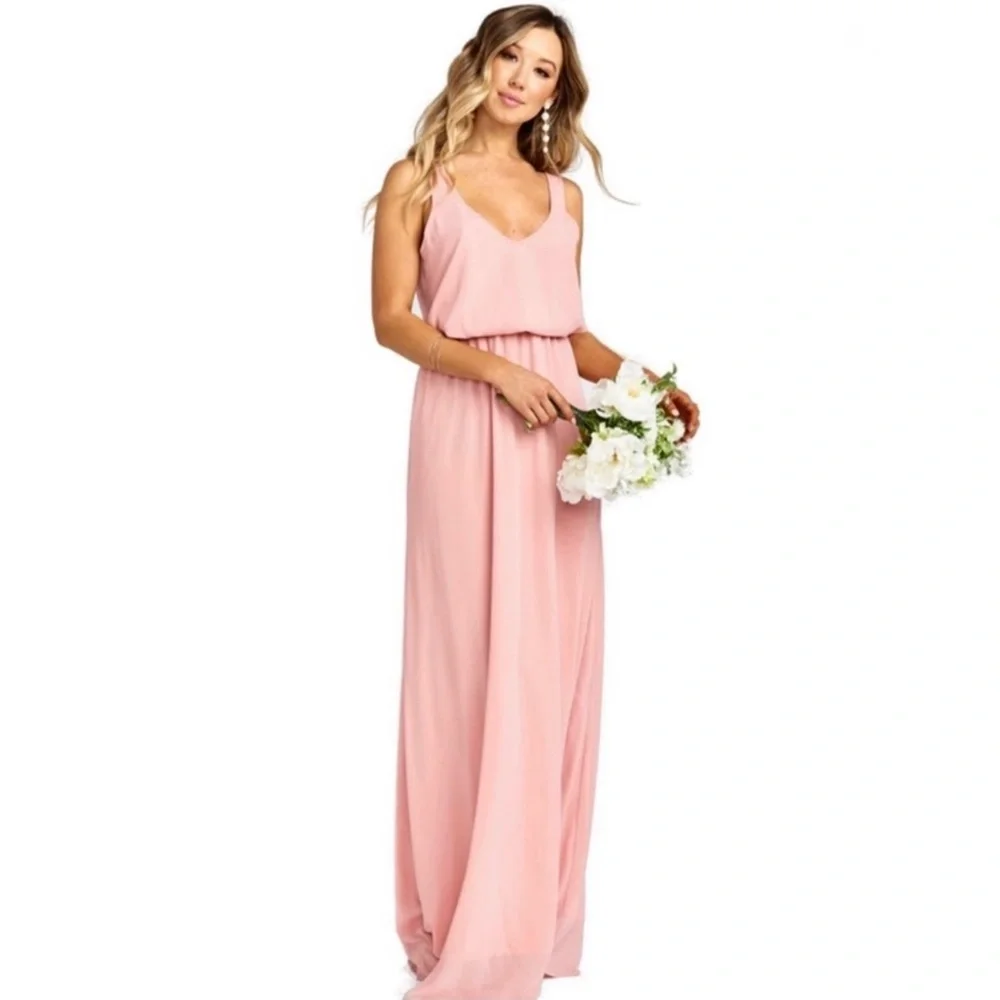 SHOW ME YOUR MUMU PINK V-NECK MAXI DRESS - Picture 1 of 9
